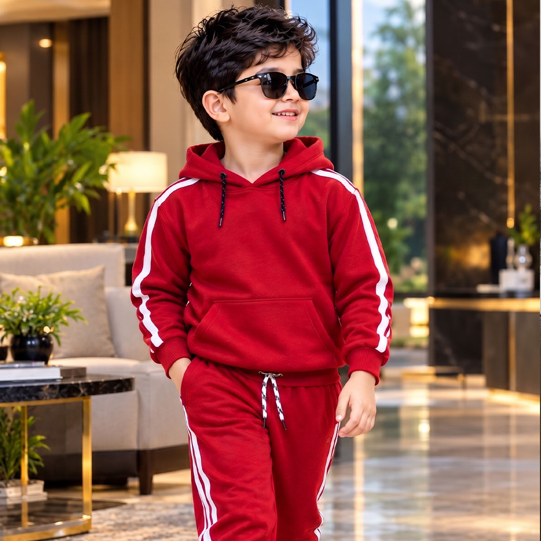 Boys Grey Hoodie & Jogger Set – Stylish Winter Tracksuit